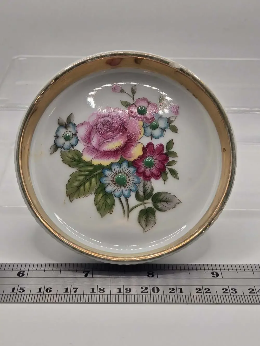 Vintage Crown Shafford Porcelain Floral Coaster Dish 5404